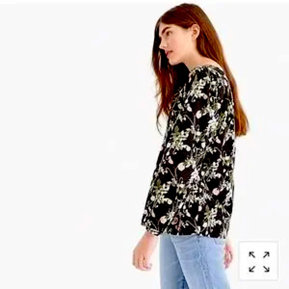 J. Crew Liberty Black Floral Women's Top - Picture 4 of 10